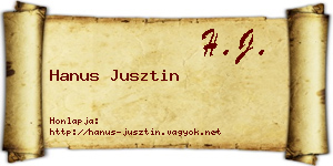 Hanus Jusztin névjegykártya